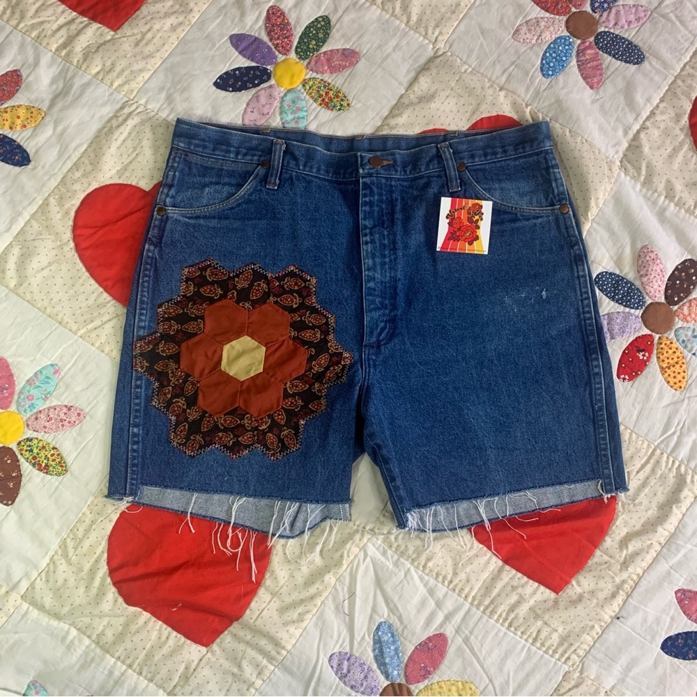 Vintage Upcycled wrangler jean cut off shorts